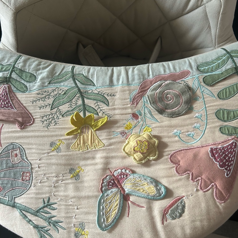 Pottery Barn Kids Floral Embroidered Cushion - Cream, Pink, Yellow
